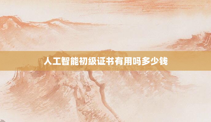 人工智能初级证书有用吗多少钱