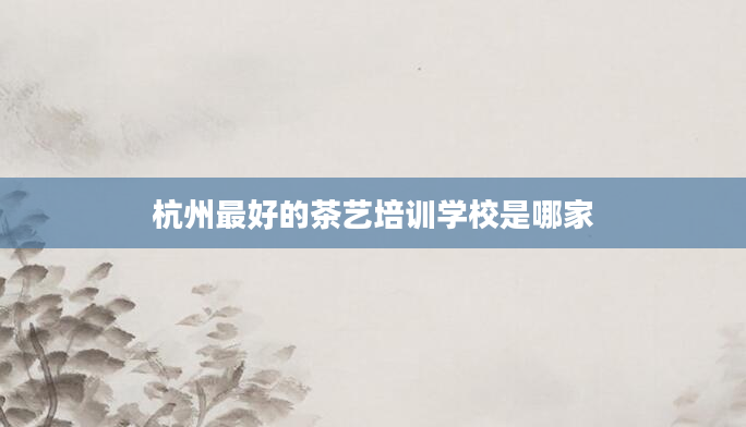 杭州最好的茶艺培训学校是哪家