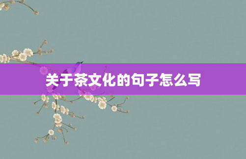 关于茶文化的句子怎么写