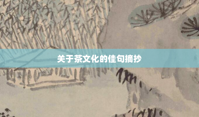 关于茶文化的佳句摘抄