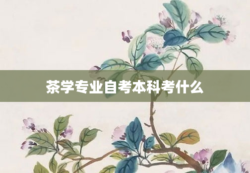 茶学专业自考本科考什么