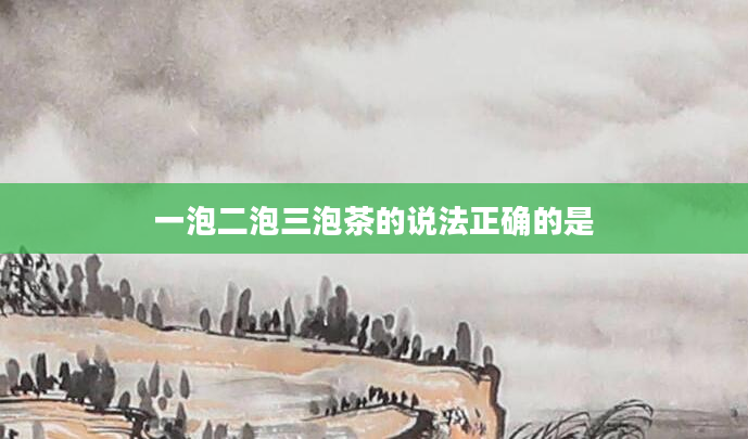 一泡二泡三泡茶的说法正确的是
