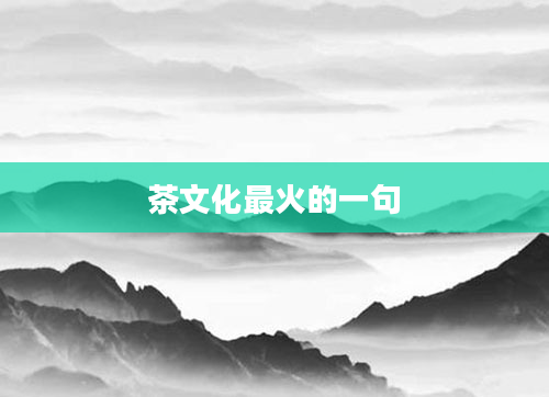 茶文化最火的一句