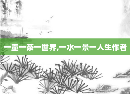 一壶一茶一世界,一水一景一人生作者