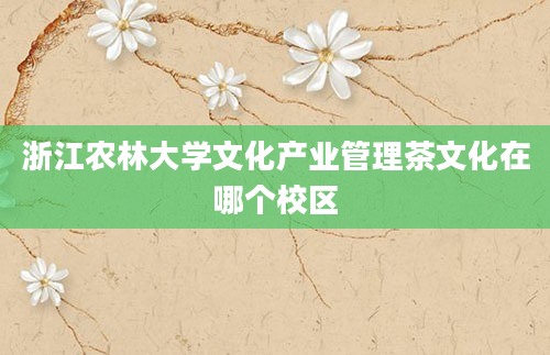 浙江农林大学文化产业管理茶文化在哪个校区