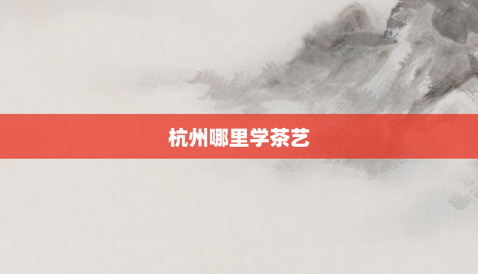 杭州哪里学茶艺