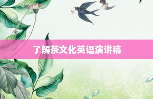 了解茶文化英语演讲稿