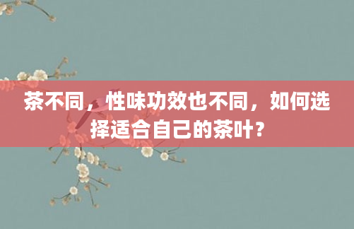 茶不同，性味功效也不同，如何选择适合自己的茶叶？
