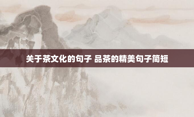 关于茶文化的句子 品茶的精美句子简短