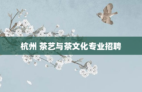 杭州 茶艺与茶文化专业招聘