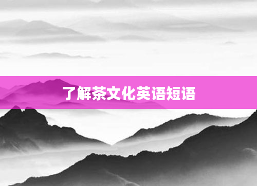 了解茶文化英语短语