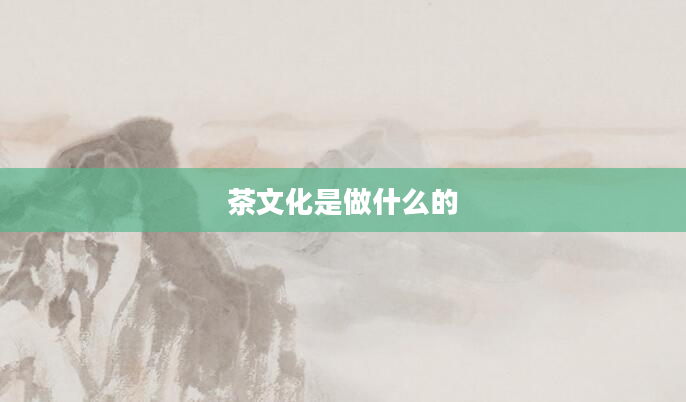 茶文化是做什么的