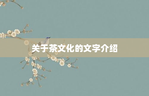 关于茶文化的文字介绍