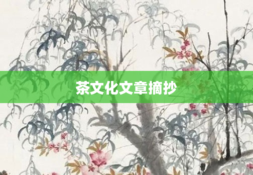 茶文化文章摘抄