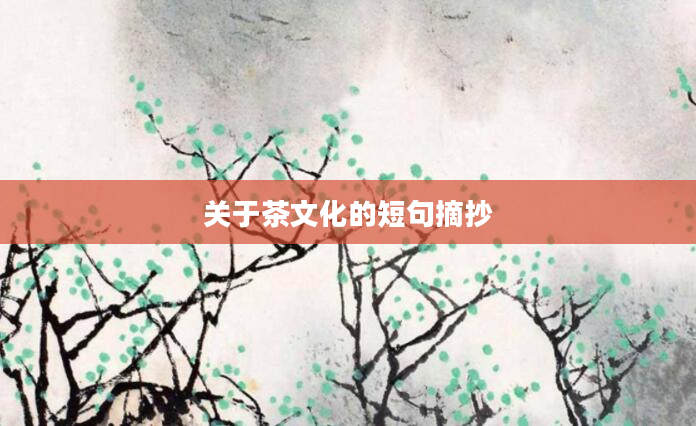 关于茶文化的短句摘抄