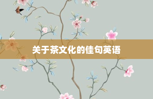 关于茶文化的佳句英语