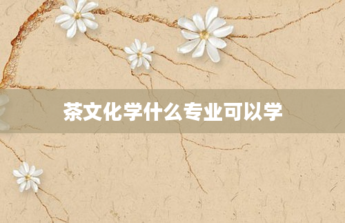 茶文化学什么专业可以学